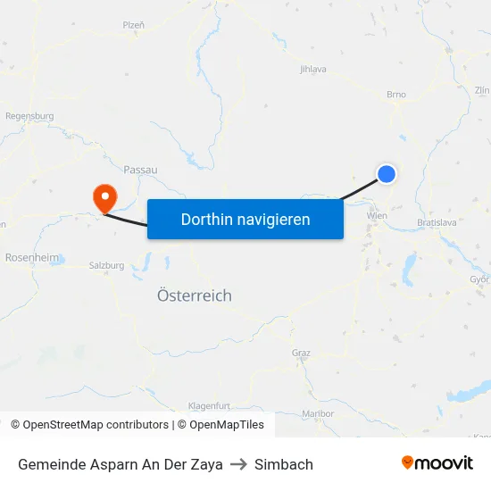 Gemeinde Asparn An Der Zaya to Simbach map