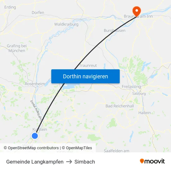 Gemeinde Langkampfen to Simbach map