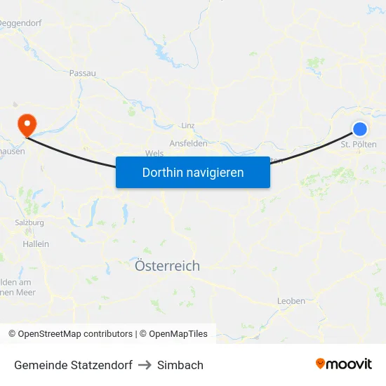 Gemeinde Statzendorf to Simbach map
