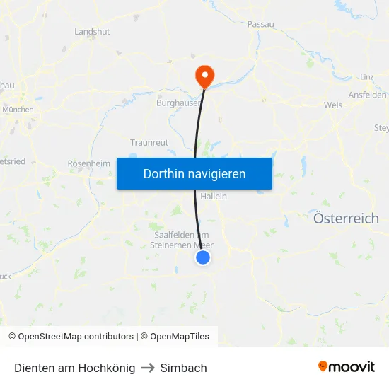 Dienten am Hochkönig to Simbach map