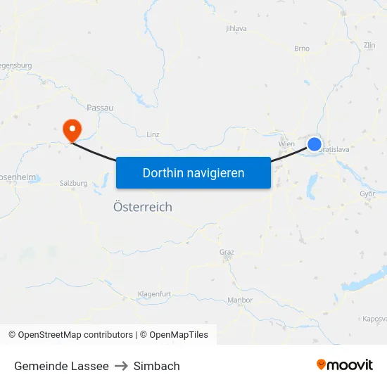Gemeinde Lassee to Simbach map