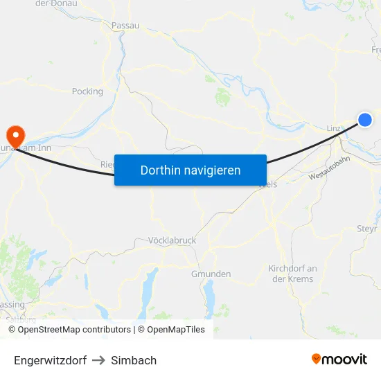 Engerwitzdorf to Simbach map