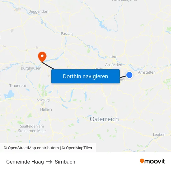 Gemeinde Haag to Simbach map