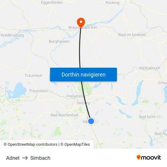 Adnet to Simbach map