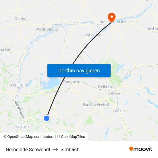 Gemeinde Schwendt to Simbach map