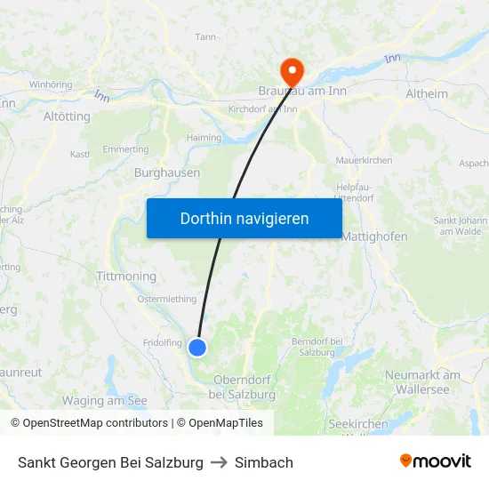 Sankt Georgen Bei Salzburg to Simbach map