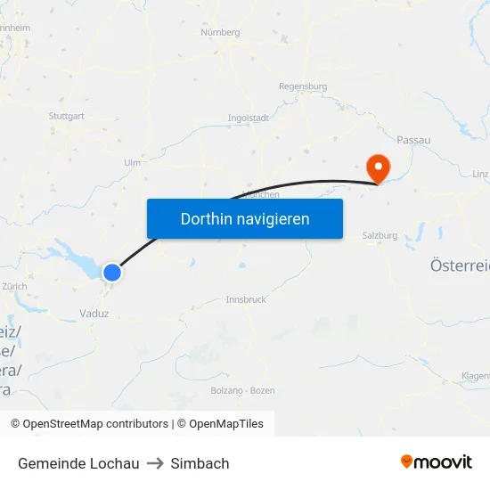 Gemeinde Lochau to Simbach map