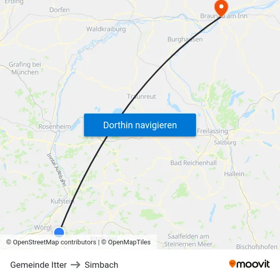 Gemeinde Itter to Simbach map