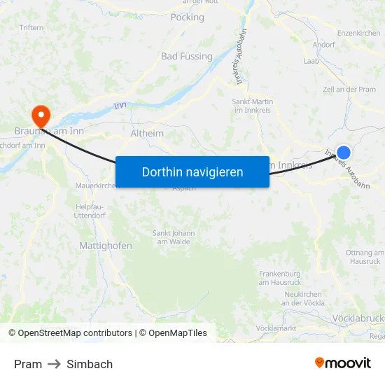 Pram to Simbach map
