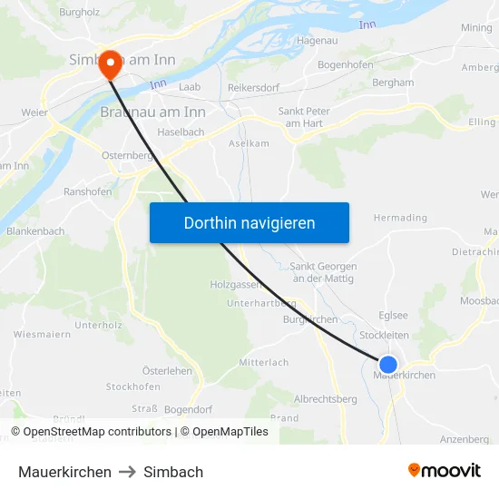 Mauerkirchen to Simbach map