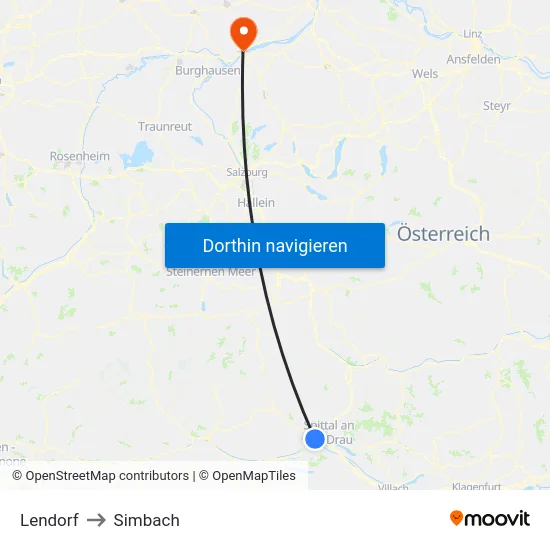 Lendorf to Simbach map