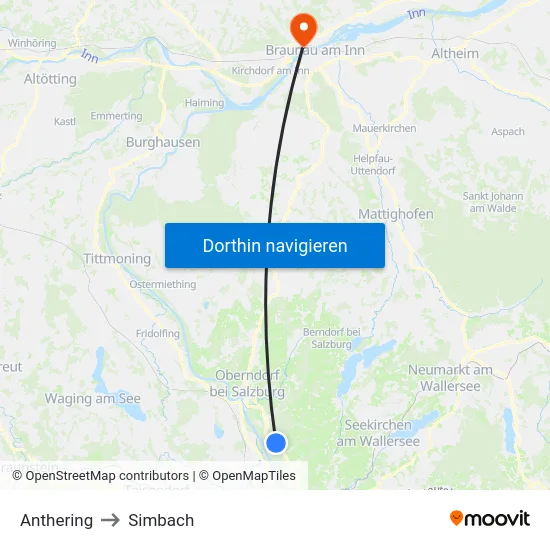 Anthering to Simbach map