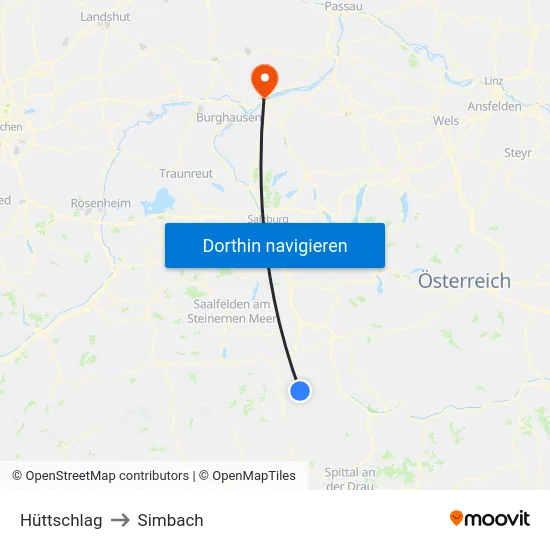 Hüttschlag to Simbach map