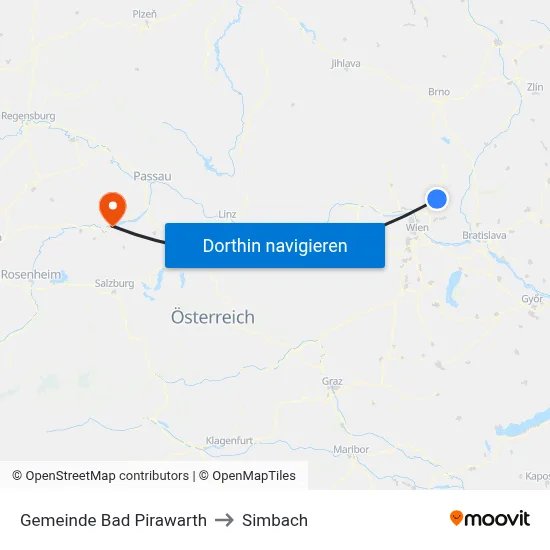 Gemeinde Bad Pirawarth to Simbach map