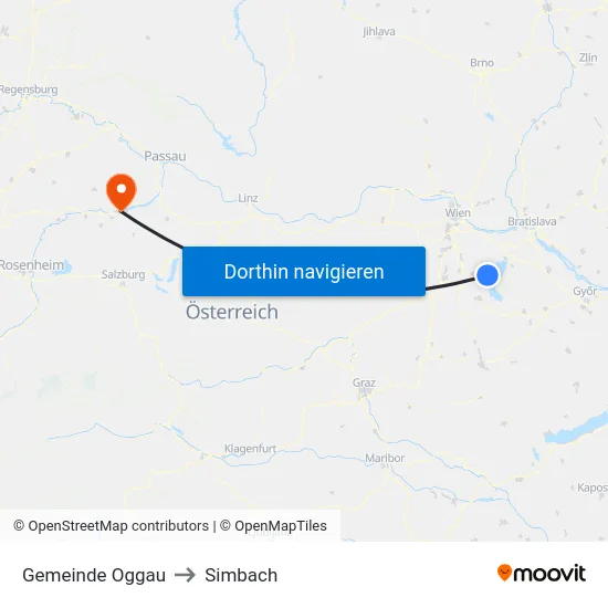 Gemeinde Oggau to Simbach map