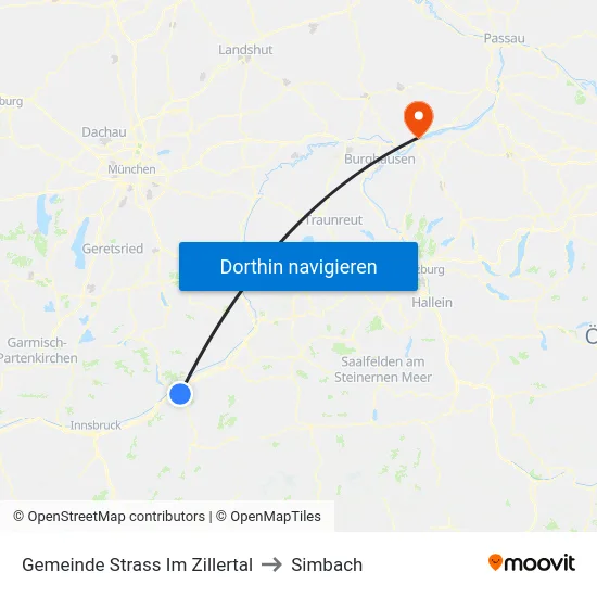 Gemeinde Strass Im Zillertal to Simbach map