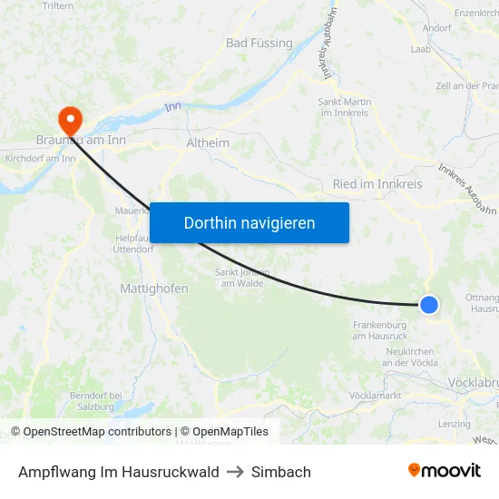Ampflwang Im Hausruckwald to Simbach map