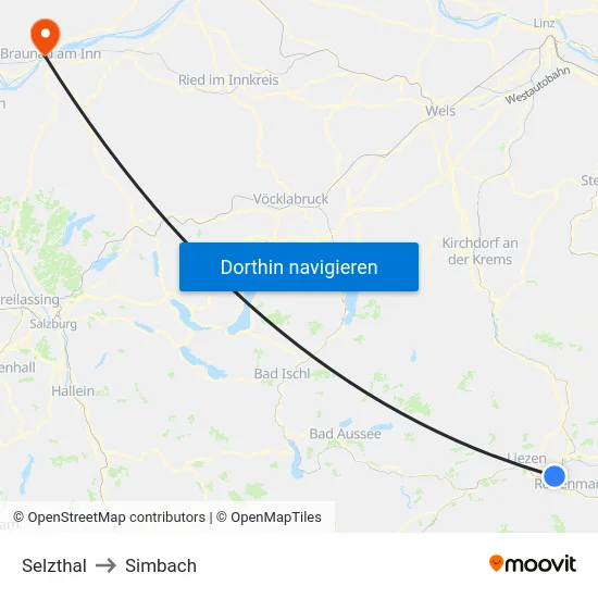 Selzthal to Simbach map