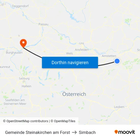 Gemeinde Steinakirchen am Forst to Simbach map