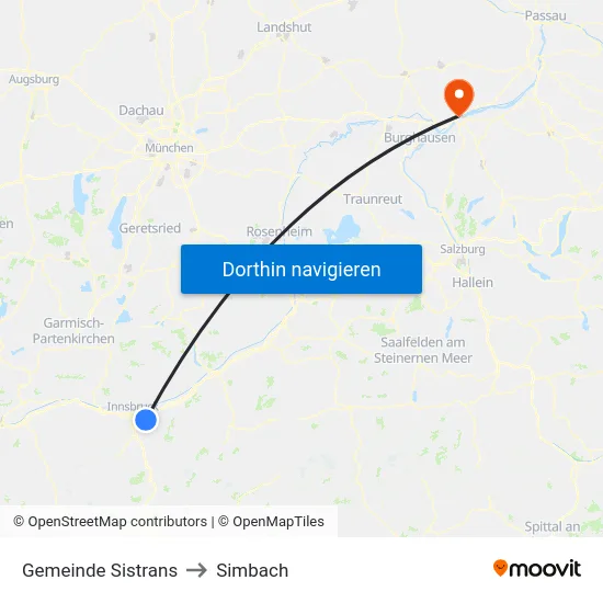 Gemeinde Sistrans to Simbach map