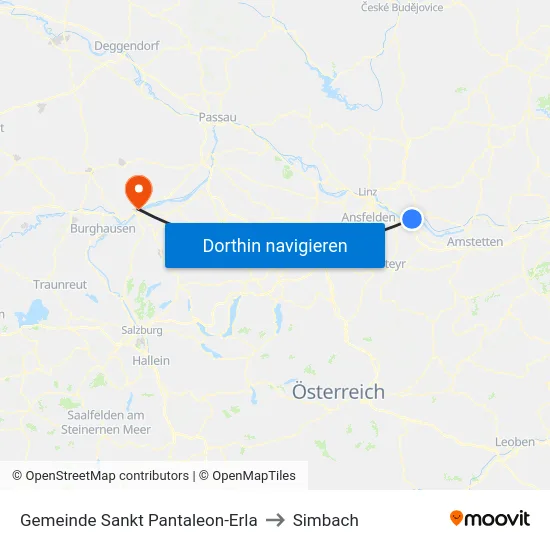 Gemeinde Sankt Pantaleon-Erla to Simbach map