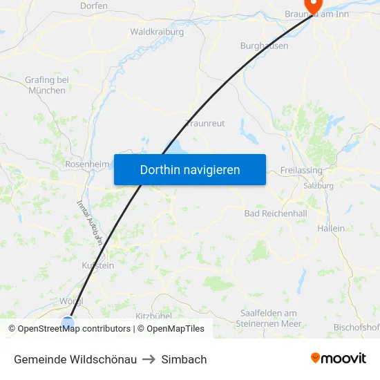 Gemeinde Wildschönau to Simbach map