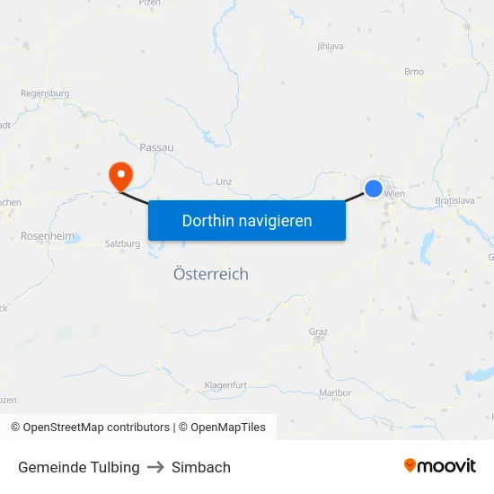 Gemeinde Tulbing to Simbach map