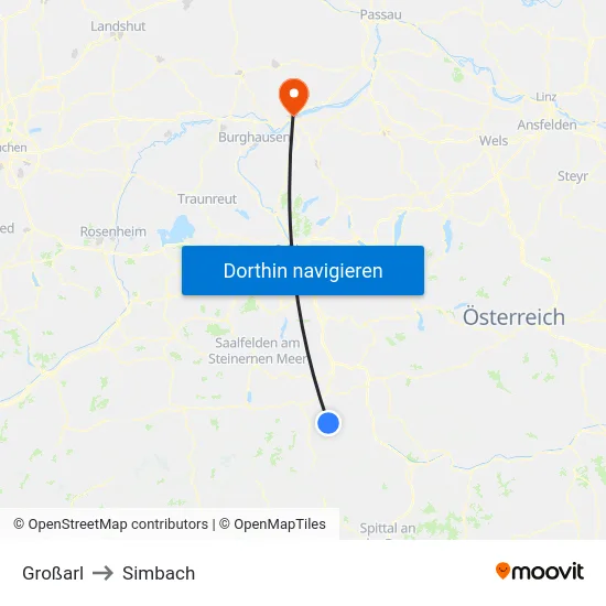 Großarl to Simbach map