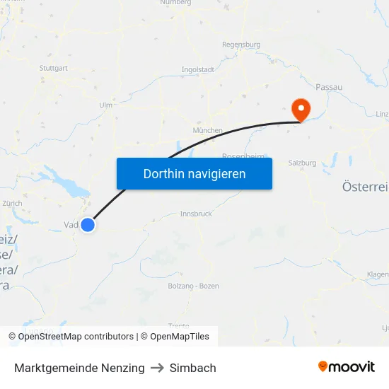 Marktgemeinde Nenzing to Simbach map
