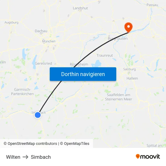 Wilten to Simbach map