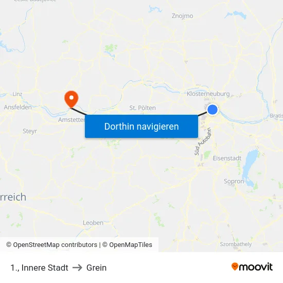 1., Innere Stadt to Grein map