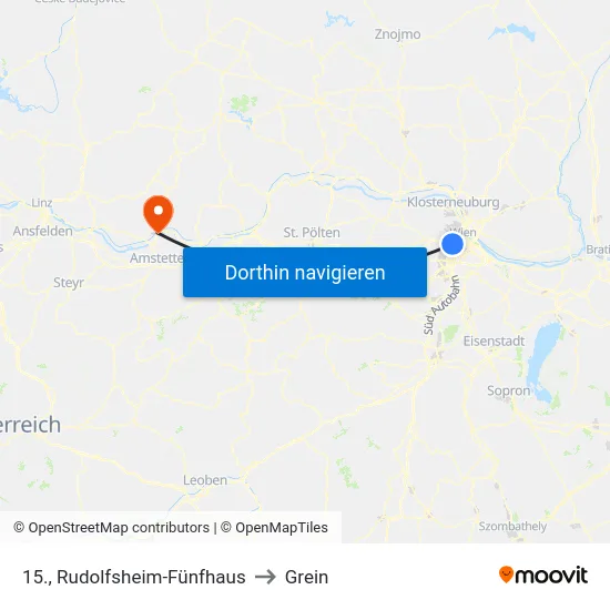 15., Rudolfsheim-Fünfhaus to Grein map