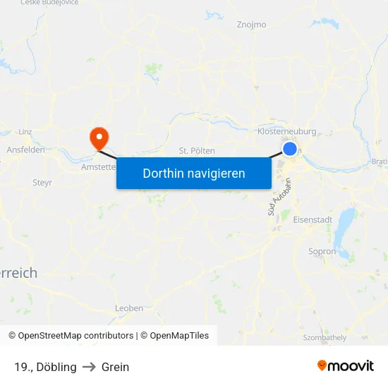 19., Döbling to Grein map