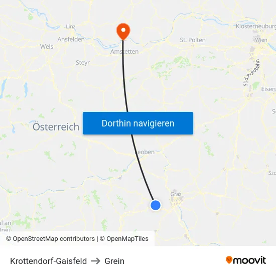Krottendorf-Gaisfeld to Grein map