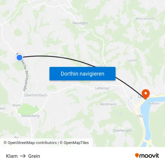 Klam to Grein map