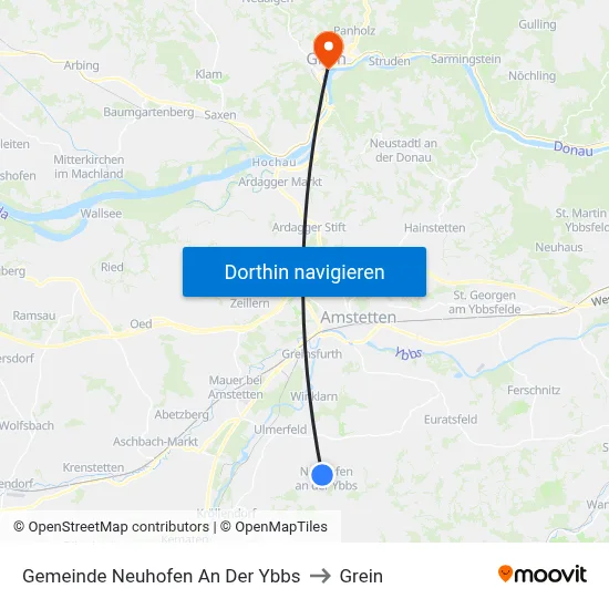 Gemeinde Neuhofen An Der Ybbs to Grein map