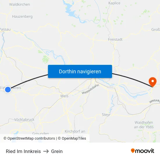Ried Im Innkreis to Grein map