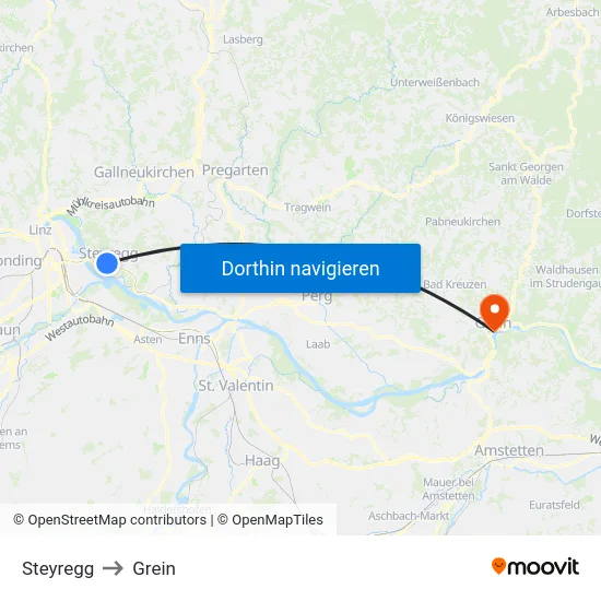 Steyregg to Grein map