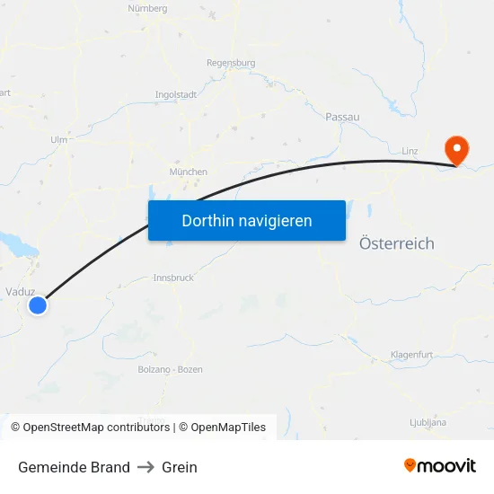 Gemeinde Brand to Grein map