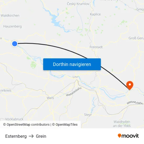 Esternberg to Grein map