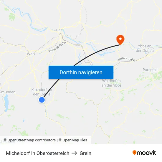 Micheldorf In Oberösterreich to Grein map