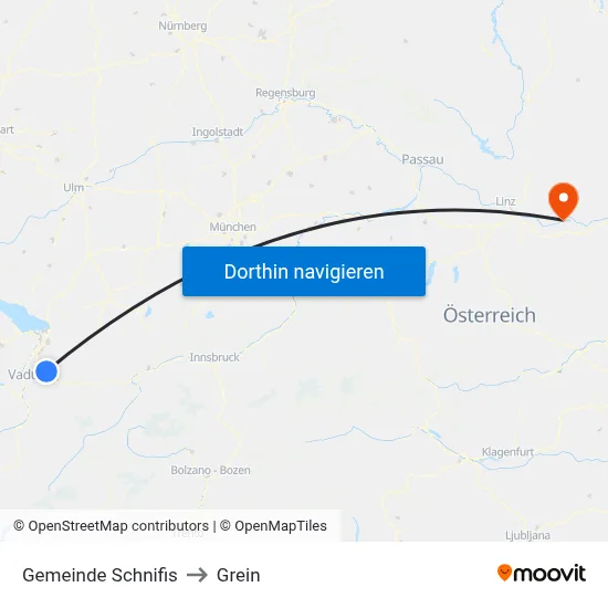 Gemeinde Schnifis to Grein map