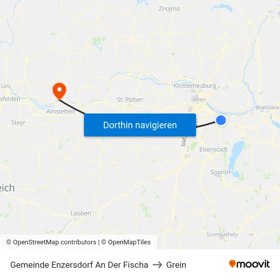 Gemeinde Enzersdorf An Der Fischa to Grein map
