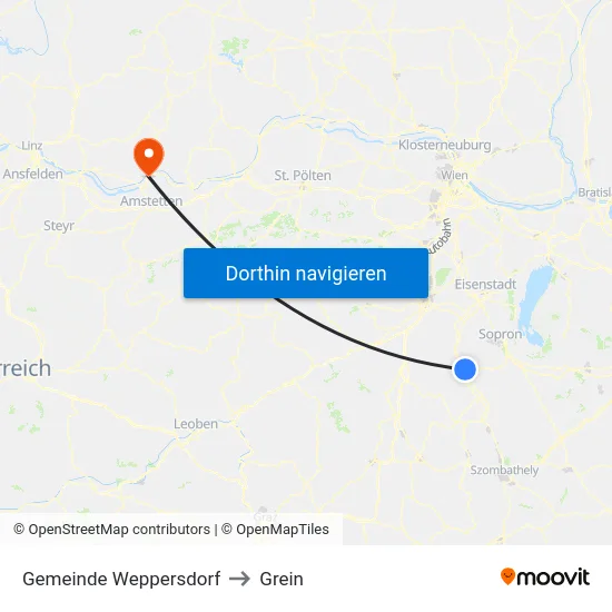 Gemeinde Weppersdorf to Grein map