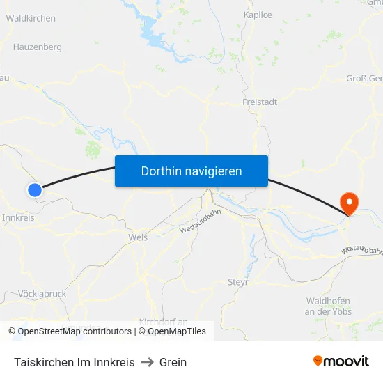 Taiskirchen Im Innkreis to Grein map