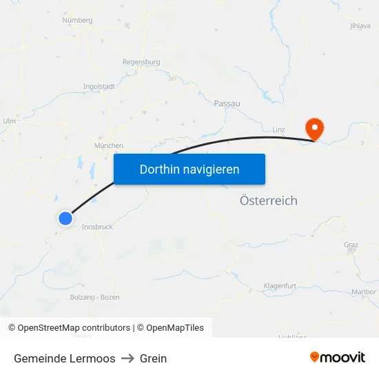 Gemeinde Lermoos to Grein map