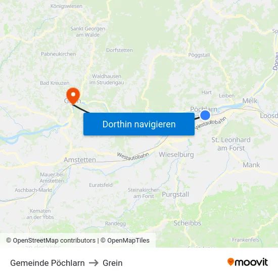 Gemeinde Pöchlarn to Grein map