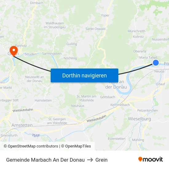 Gemeinde Marbach An Der Donau to Grein map