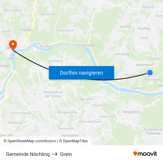 Gemeinde Nöchling to Grein map
