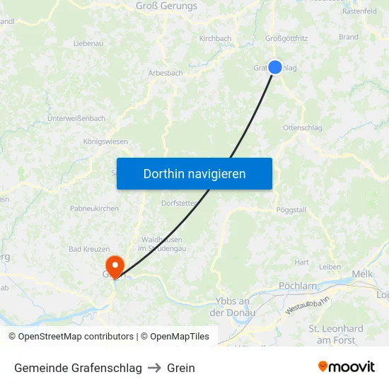 Gemeinde Grafenschlag to Grein map